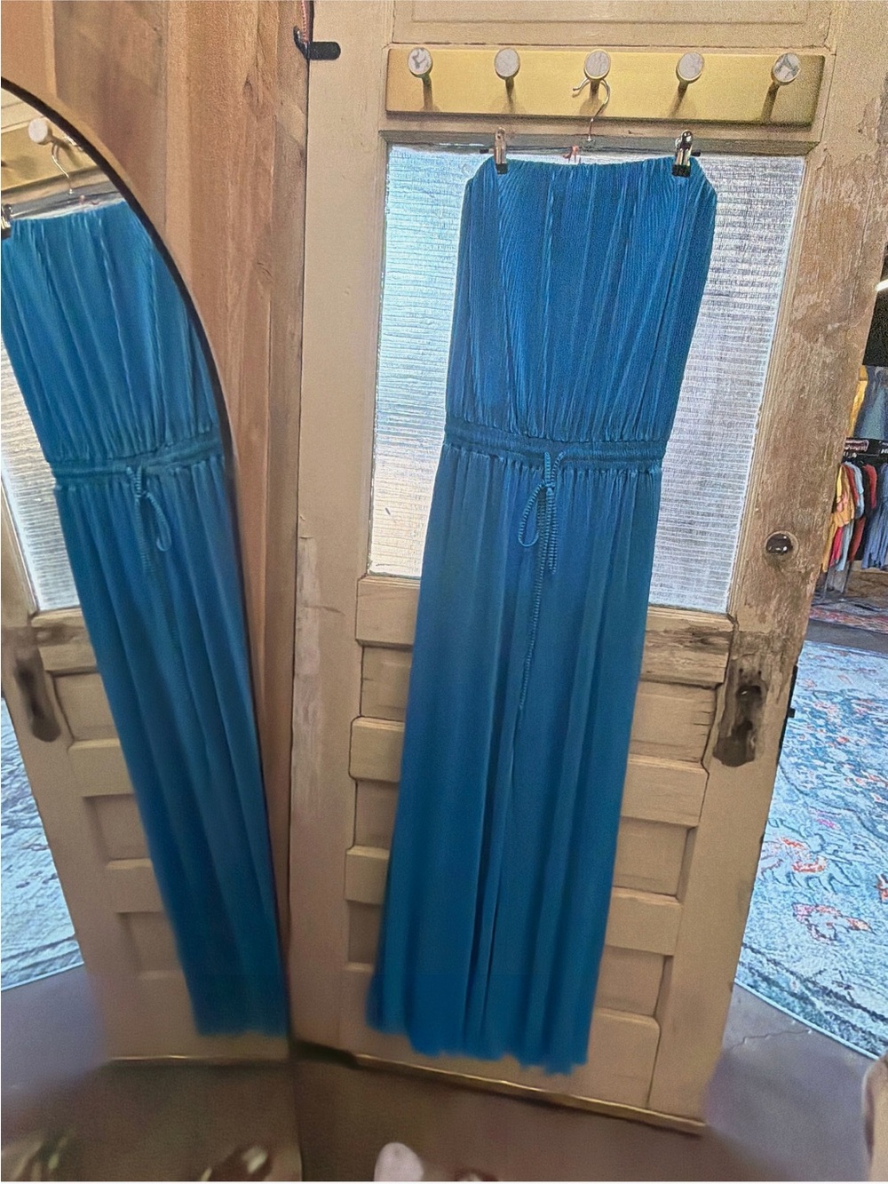 Strapless Teal Maxi Dress